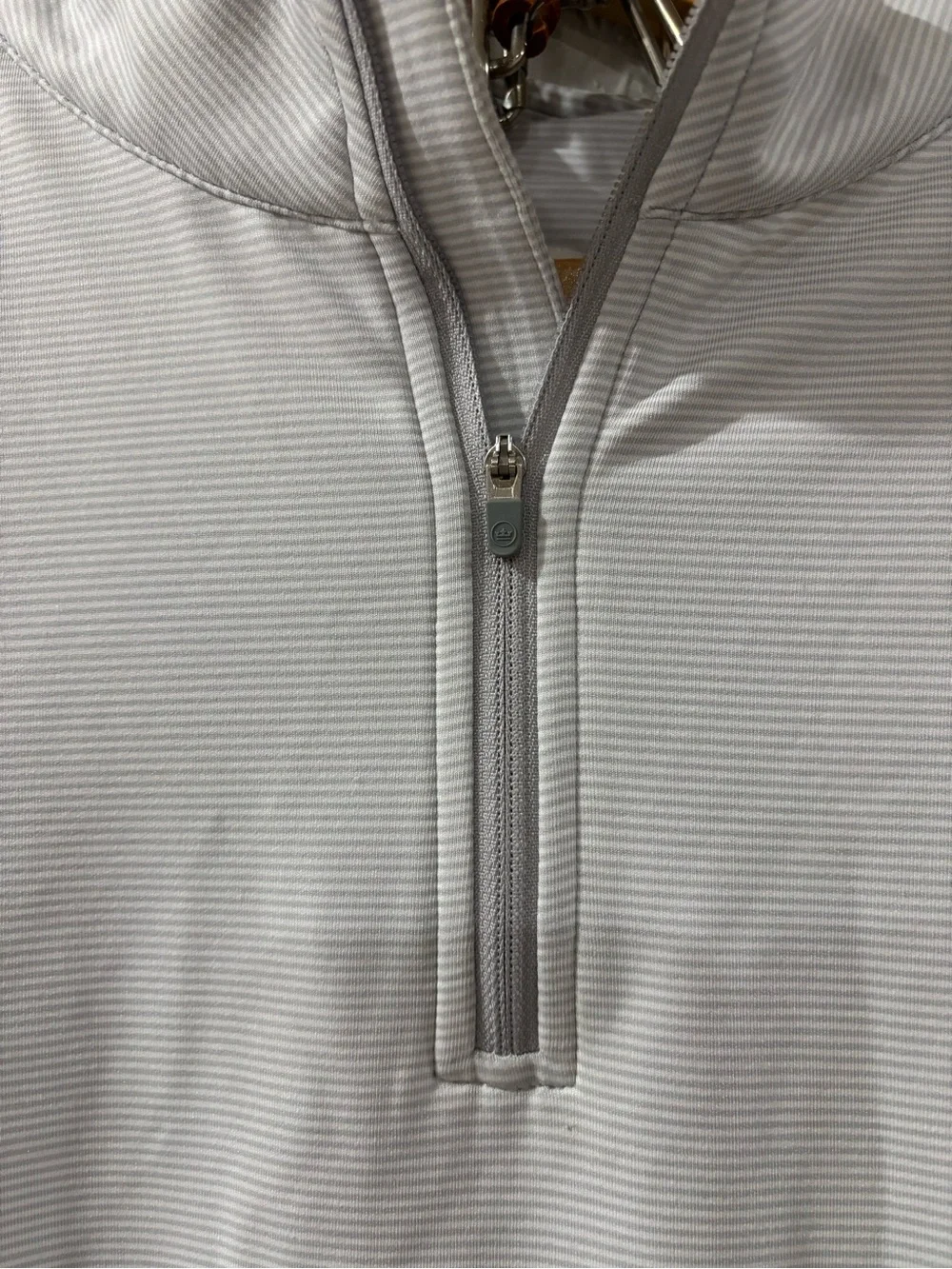 Peter Millar Perth Sugar Stripe Performance Half Zip Golf Pullover in Grey Sz L